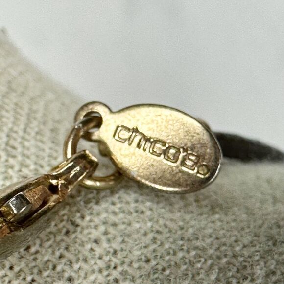 Chicos Orange Gold Tone Beaded Cord Studded Boho Pendant Necklace ✨ - Picture 6 of 8